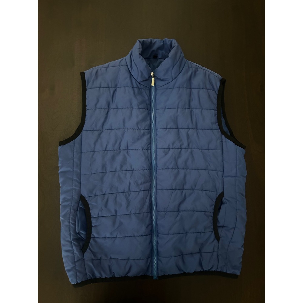 Blue Quilted Puffer Vest Mens Large Sleeveless‎ Full Zip Lightweight Jacket